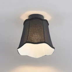 Lucande Binta Stoffdeckenlampe, Vintage, Schwarz -Lucande 9639536 5