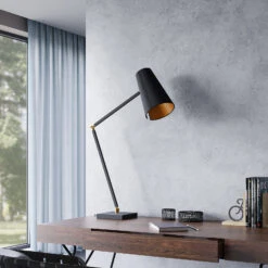 Lucande Kemoni Tischleuchte Mit Textilschirm -Lucande 9639546 2