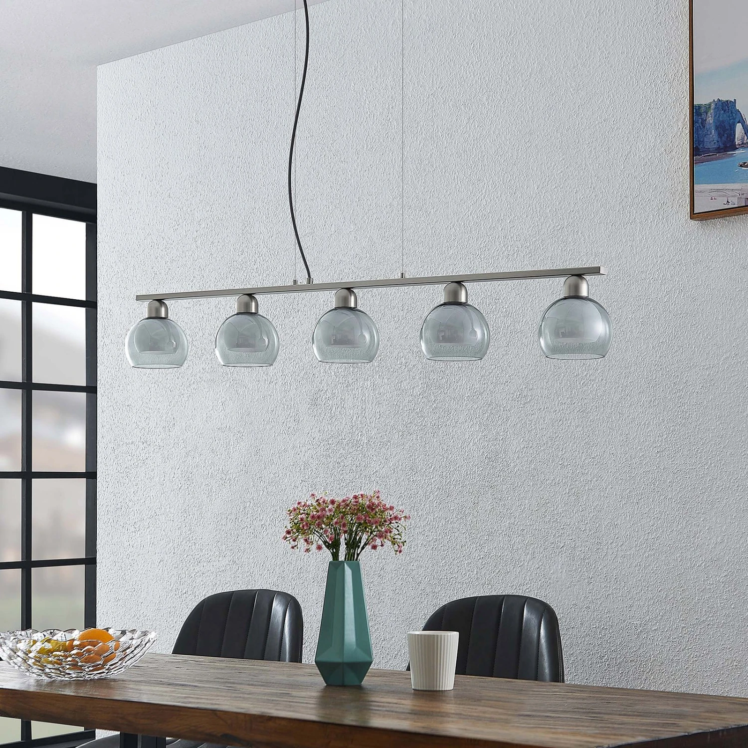 Lucande Kaiya Hängeleuchte, Glas, Fünfflammig 4 Lucande Kaiya Hängeleuchte, Glas, Fünfflammig – Bild 2