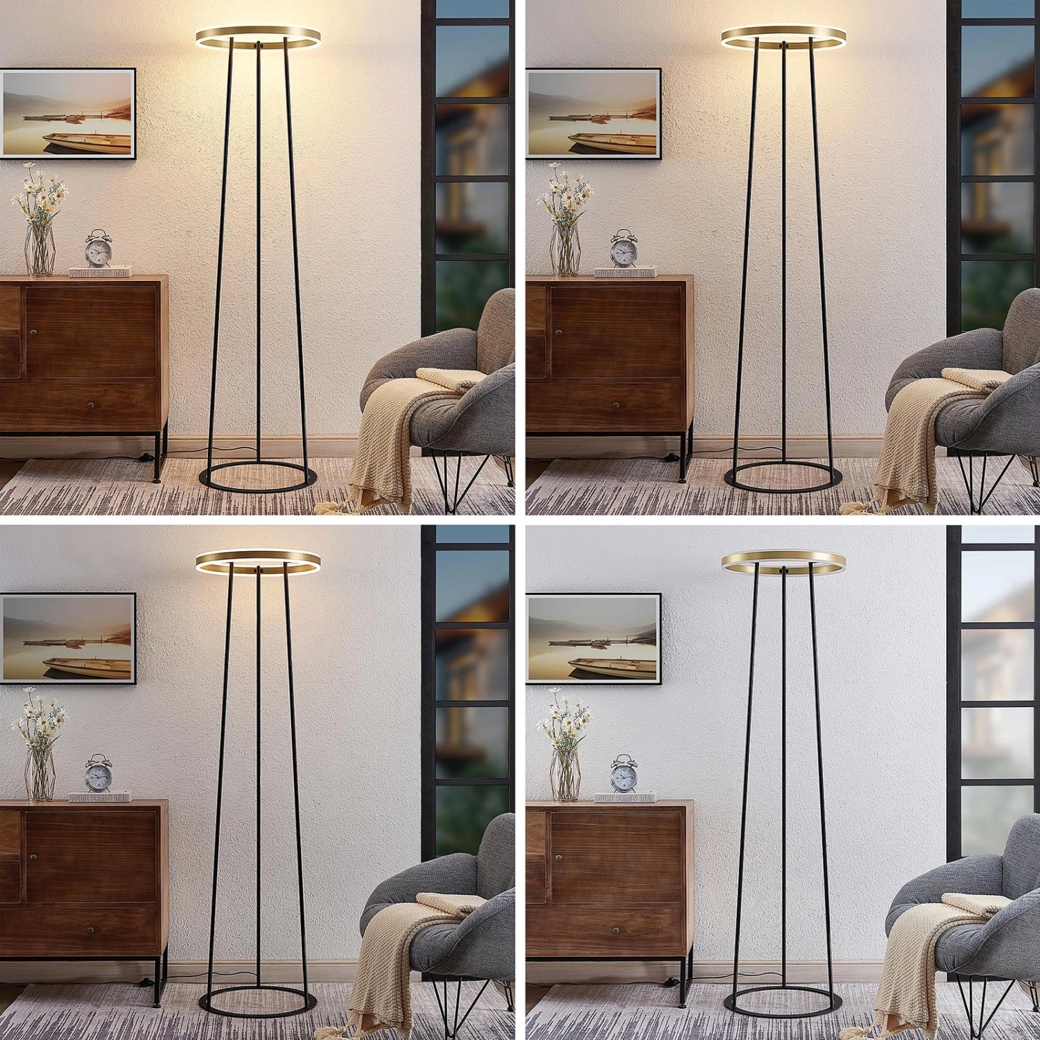 Lucande Seppe LED-Stehleuchte, Ø 50 Cm, Messing 4 Lucande Seppe LED-Stehleuchte, Ø 50 Cm, Messing – Bild 2