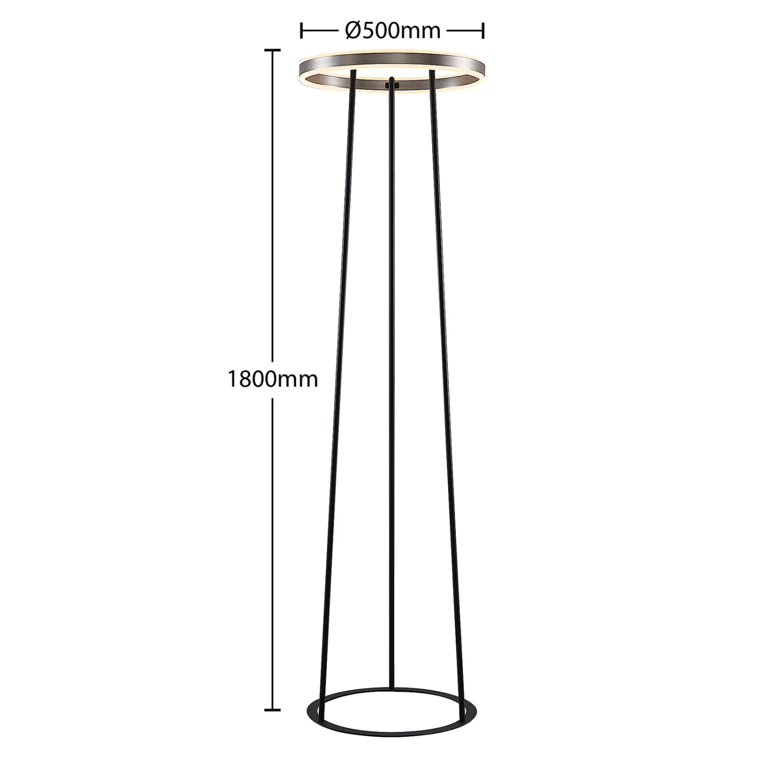 Lucande Seppe LED-Stehleuchte, Ø 50 Cm, Nickel 6 Lucande Seppe LED-Stehleuchte, Ø 50 Cm, Nickel – Bild 4