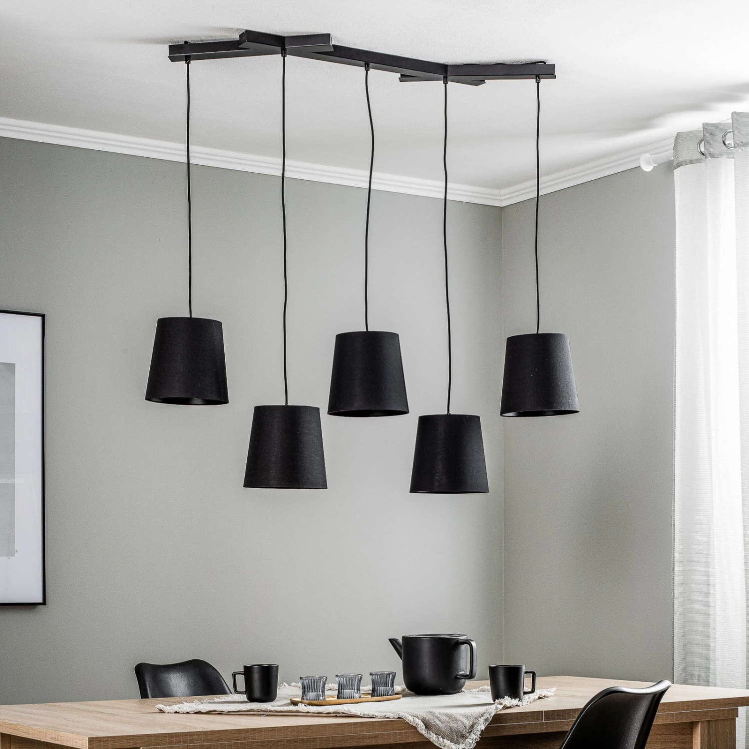 Lucande Thamila Hängeleuchte, Schwarz, Eisen 5 Lucande Thamila Hängeleuchte, Schwarz, Eisen – Bild 3