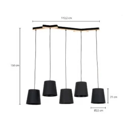 Lucande Thamila Hängeleuchte, Schwarz, Eiche 15 Lucande Thamila Hängeleuchte, Schwarz, Eiche -Lucande 9639622 4