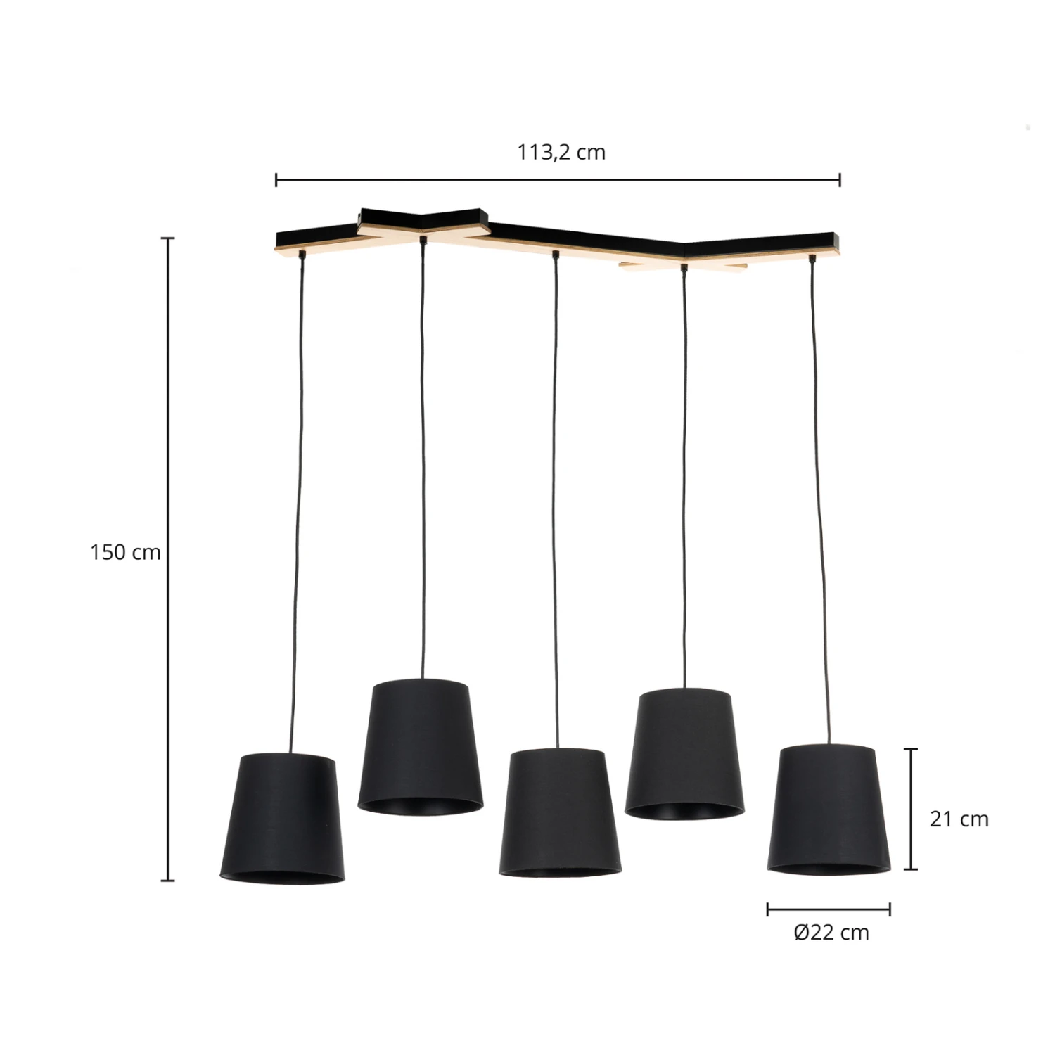 Lucande Thamila Hängeleuchte, Schwarz, Eiche 7 Lucande Thamila Hängeleuchte, Schwarz, Eiche – Bild 5