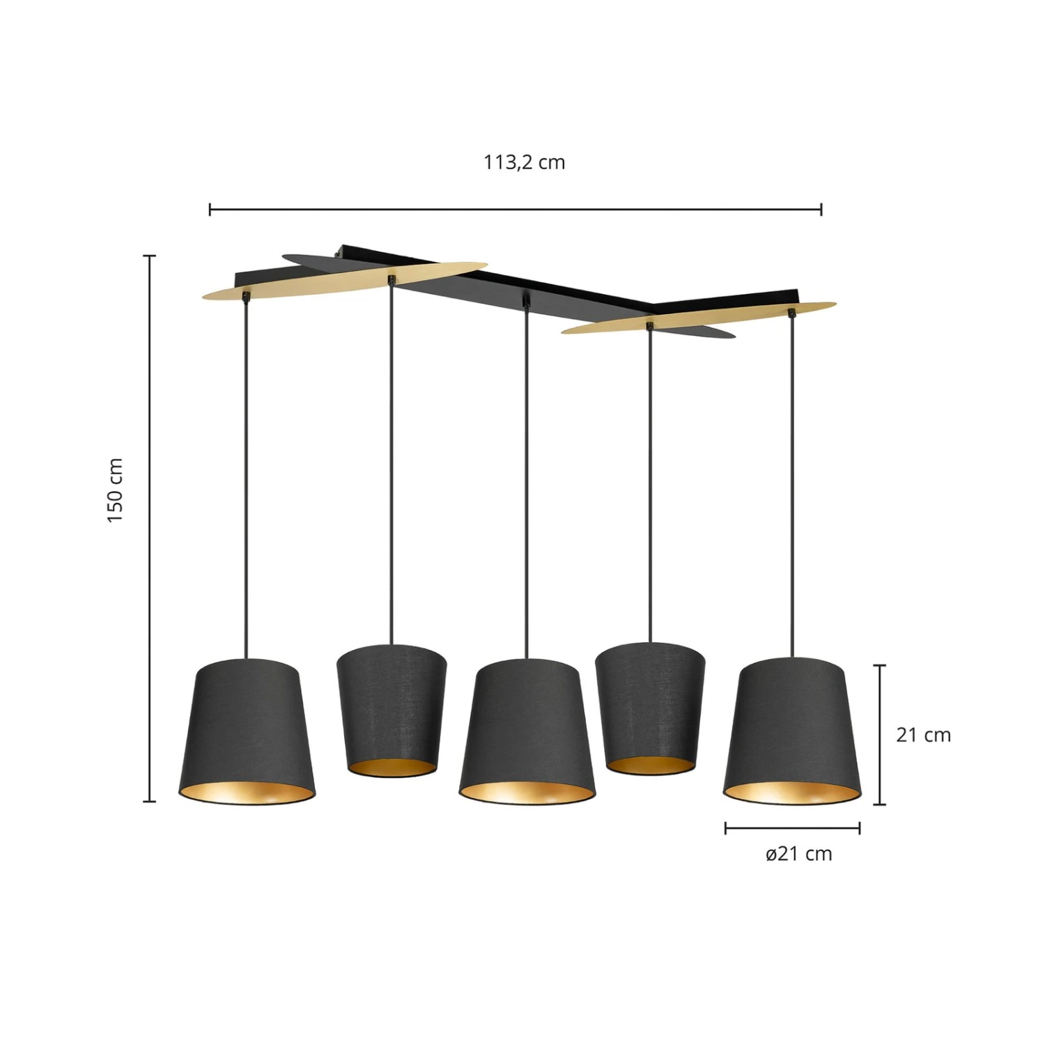 Lucande Thamila Hängeleuchte, Schwarz, Gold, Eisen 7 Lucande Thamila Hängeleuchte, Schwarz, Gold, Eisen – Bild 5
