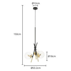 Lucande Sotiana Hängelampe, 3-fl., Rund, Messing -Lucande 9639634 3