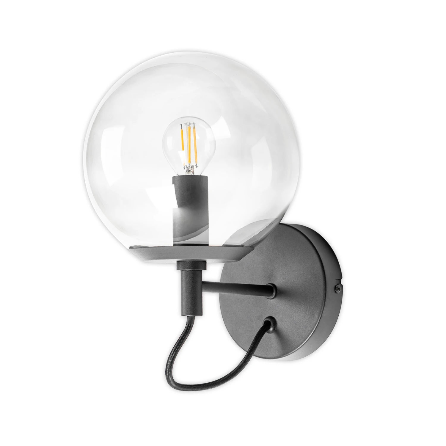 Lucande Sotiana Wandleuchte, Glaskugel, Schwarz 6 Lucande Sotiana Wandleuchte, Glaskugel, Schwarz – Bild 4
