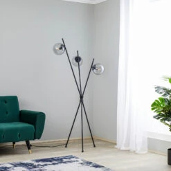Lucande Sotiana Stehleuchte, 3 Glaskugeln, Schwarz -Lucande 9639644 2