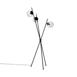 Lucande Sotiana Stehleuchte, 3 Glaskugeln, Schwarz -Lucande 9639644 3
