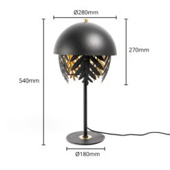 Lucande Aparas Tischlampe Blattoptik, Schwarz-gold -Lucande 9639646 3