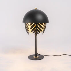 Lucande Aparas Tischlampe Blattoptik, Schwarz-gold -Lucande 9639646 4