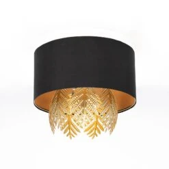 Lucande Malviras Stoff-Deckenlampe Mit Blattdeko -Lucande 9639654 2