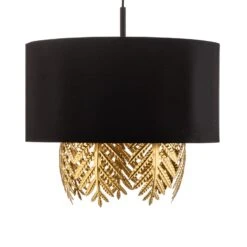 Lucande Malviras Stoff-Hängelampe, Blattdeko 2-fl. 15 Lucande Malviras Stoff-Hängelampe, Blattdeko 2-fl. -Lucande 9639656 4