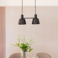 Lucande Servan Hängeleuchte, Schwarz, Zweiflammig -Lucande 9639672 1