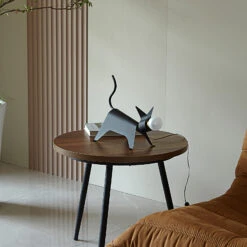 Lucande Idalina LED-Tischlampe, Katze, Schwarz