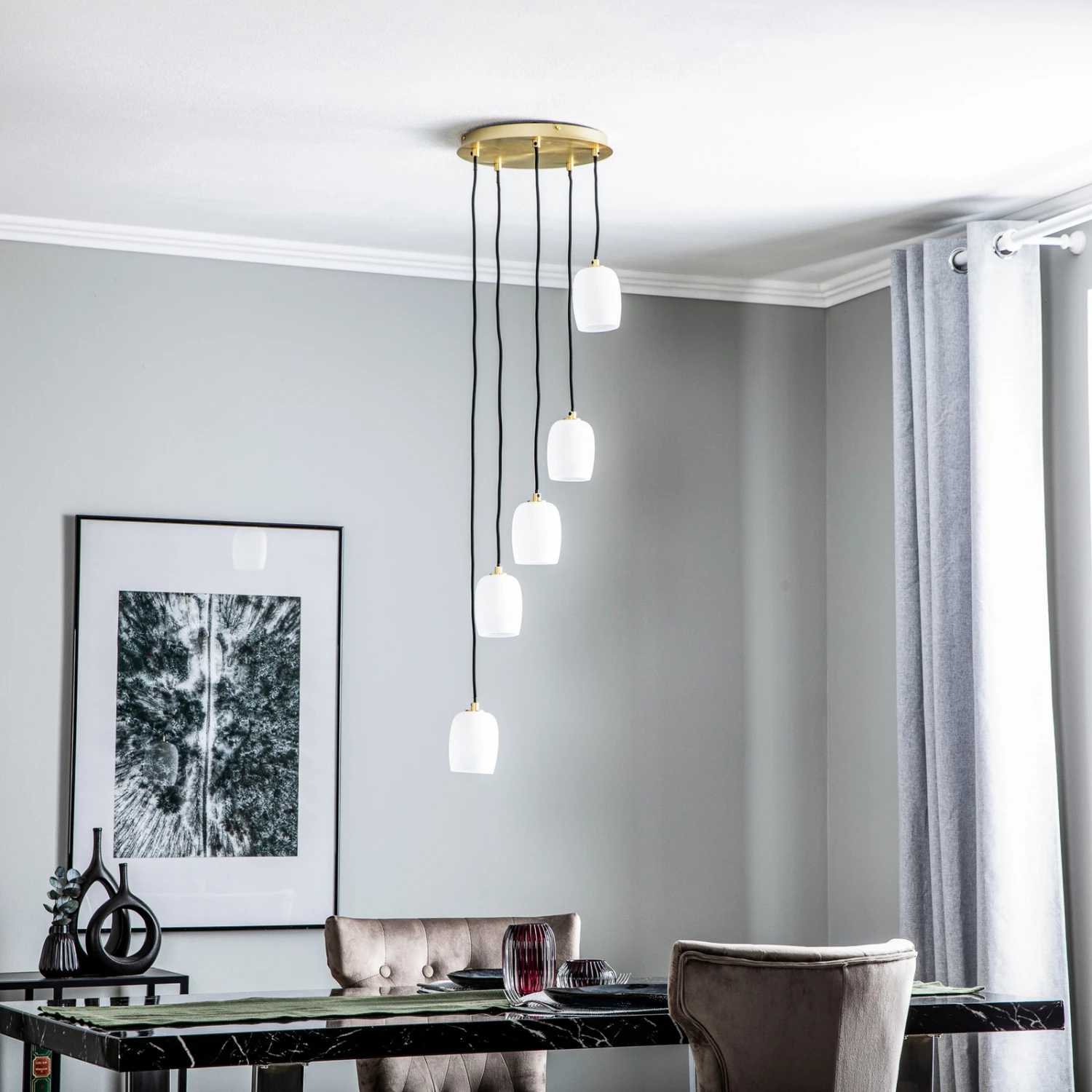 Lucande Taylan Hängeleuchte 5-flammig Rondell 5 Lucande Taylan Hängeleuchte 5-flammig Rondell – Bild 3