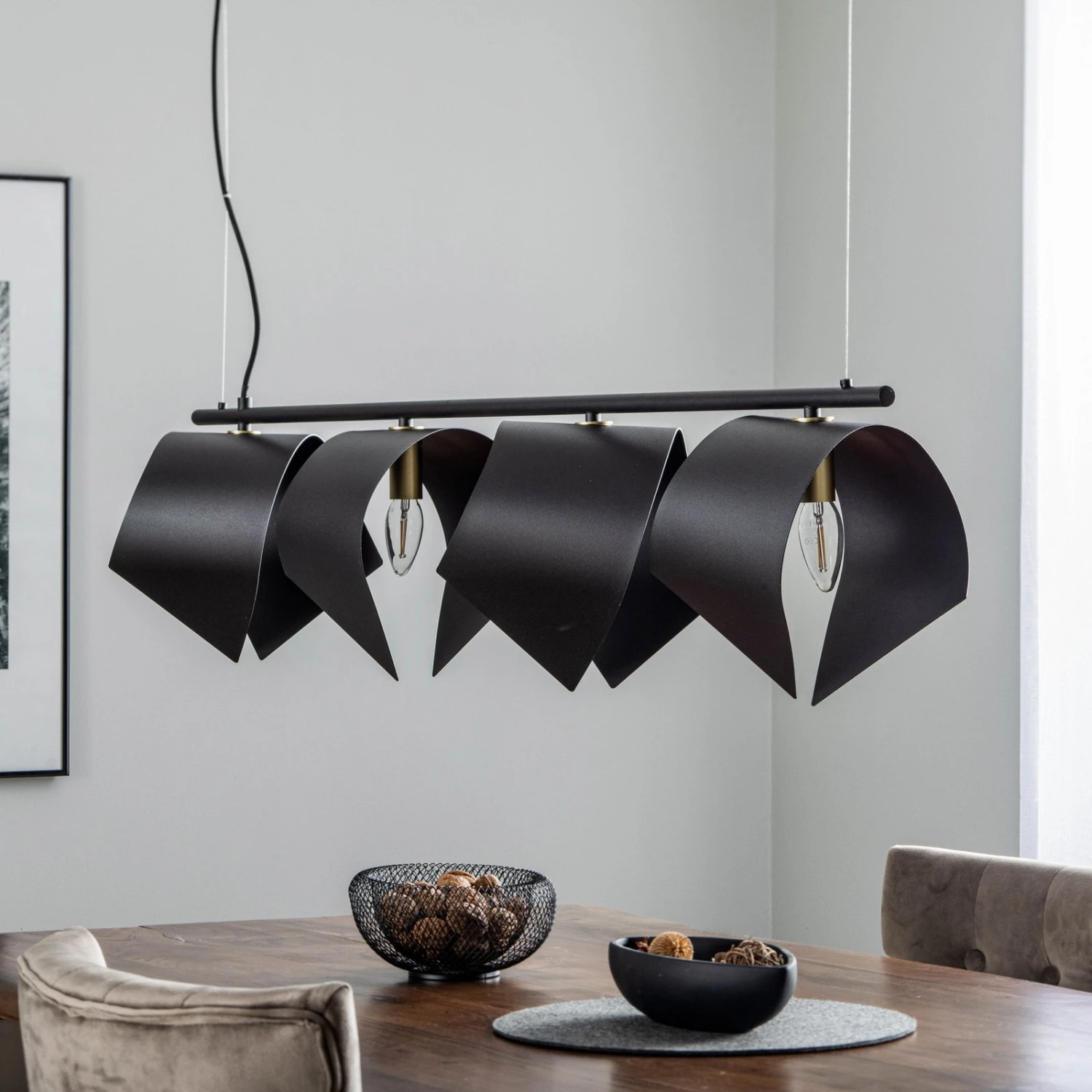 Lucande Mikolay Hängeleuchte, Vierflammig, Schwarz 4 Lucande Mikolay Hängeleuchte, Vierflammig, Schwarz – Bild 2