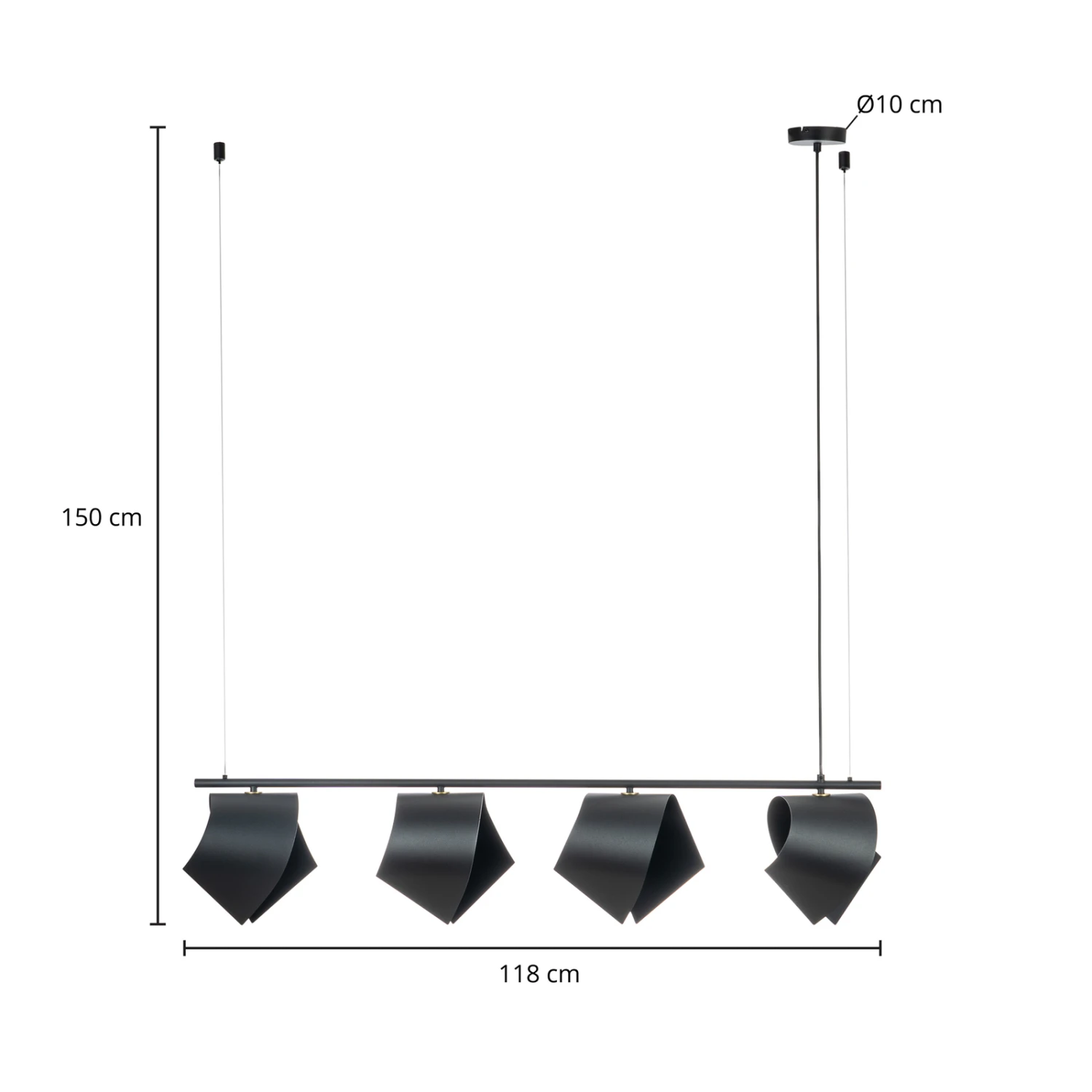Lucande Mikolay Hängeleuchte, Vierflammig, Schwarz 6 Lucande Mikolay Hängeleuchte, Vierflammig, Schwarz – Bild 4