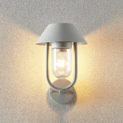 Lucande Olinum Außenwandleuchte, Silbergrau -Lucande 9647098 1