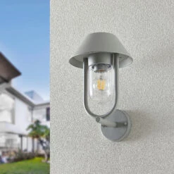Lucande Olinum Außenwandleuchte, Silbergrau -Lucande 9647098 2