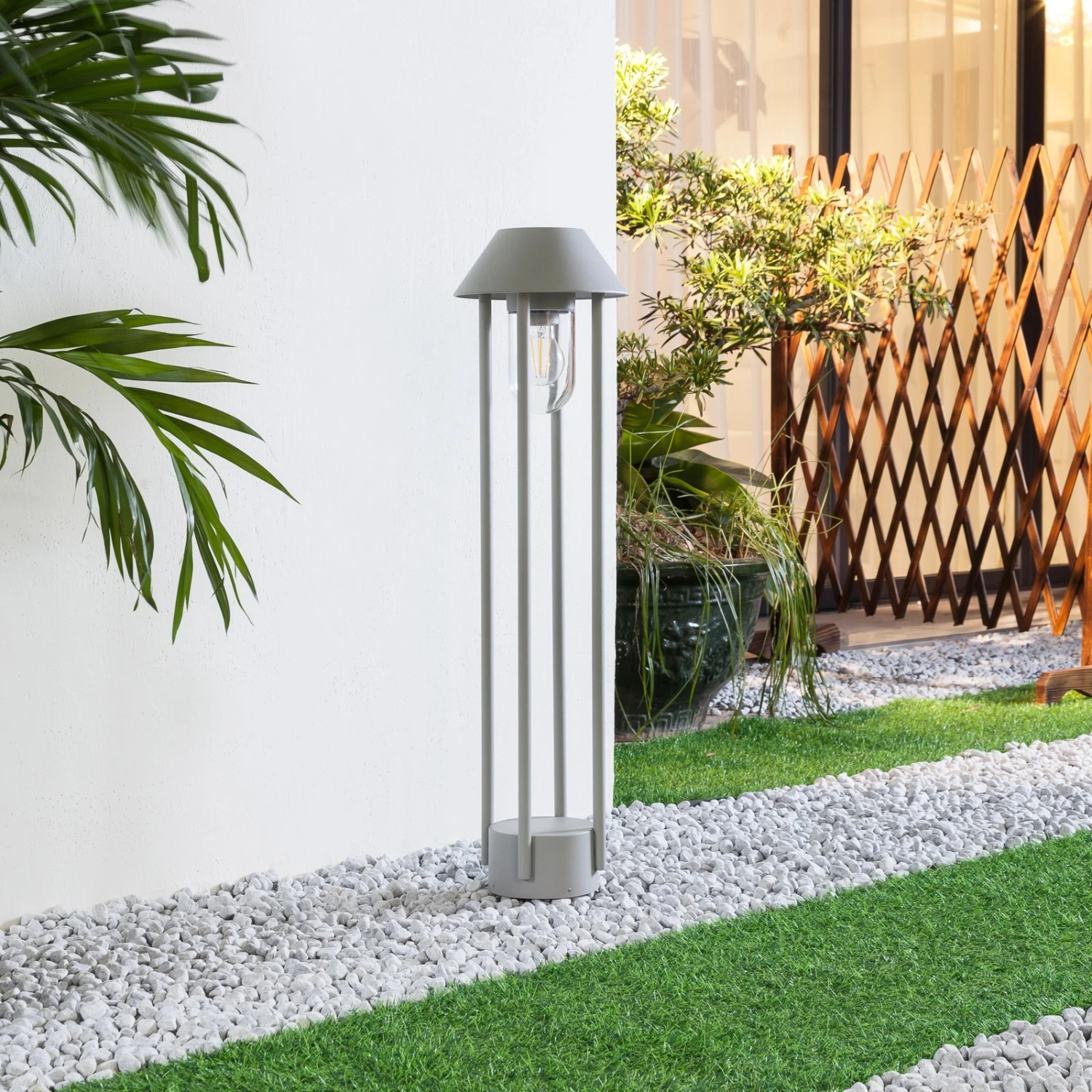 Lucande Olinum Wegeleuchte, Silbergrau 4 Lucande Olinum Wegeleuchte, Silbergrau – Bild 2