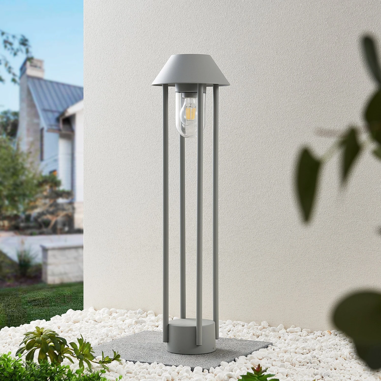 Lucande Olinum Wegeleuchte, Silbergrau 5 Lucande Olinum Wegeleuchte, Silbergrau – Bild 3