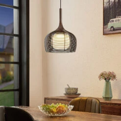 Lucande Tetira Hängelampe, 1-fl., 30 Cm, Braun -Lucande 9920004 1