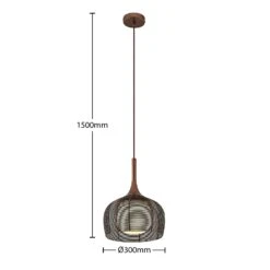 Lucande Tetira Hängelampe, 1-fl., 30 Cm, Braun -Lucande 9920004 6