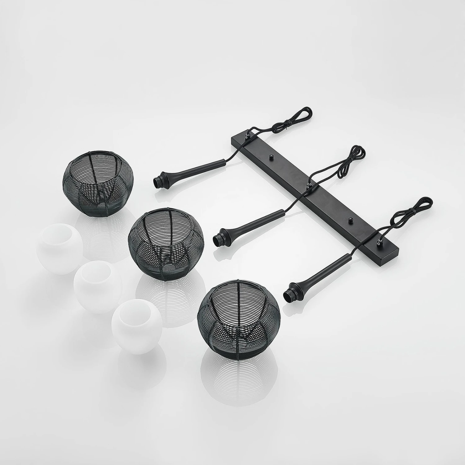 Lucande Tetira Hängelampe, 3-fl., Lang, Schwarz 10 Lucande Tetira Hängelampe, 3-fl., Lang, Schwarz – Bild 8