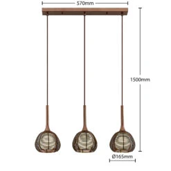 Lucande Tetira Hängelampe, 3-fl., Lang, Braun 17 Lucande Tetira Hängelampe, 3-fl., Lang, Braun -Lucande 9920008 6