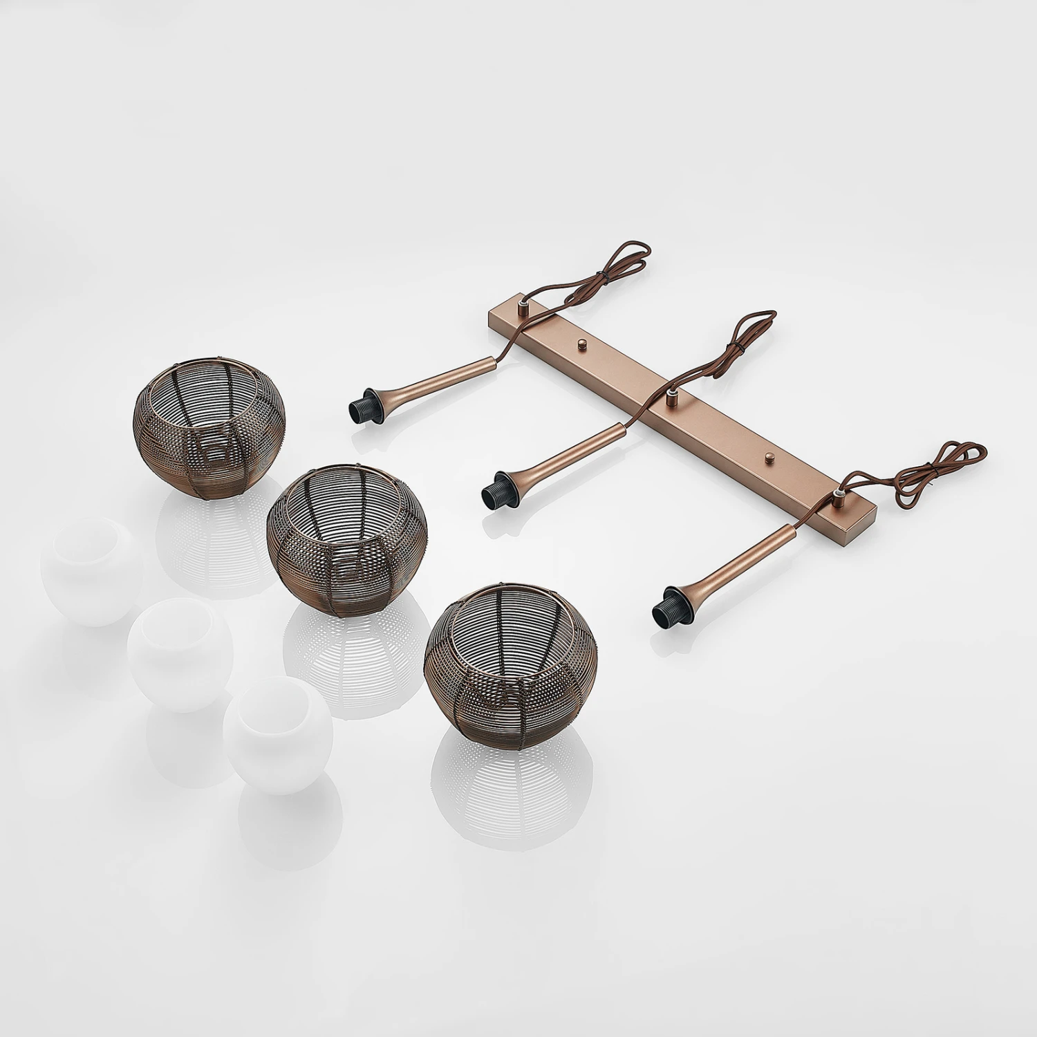 Lucande Tetira Hängelampe, 3-fl., Lang, Braun 10 Lucande Tetira Hängelampe, 3-fl., Lang, Braun – Bild 8