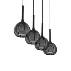 Lucande Tetira Hängelampe, 4-fl., Lang, Schwarz -Lucande 9920009 4