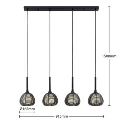 Lucande Tetira Hängelampe, 4-fl., Lang, Schwarz -Lucande 9920009 6