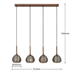 Lucande Tetira Hängelampe, 4-fl., Lang, Braun 17 Lucande Tetira Hängelampe, 4-fl., Lang, Braun -Lucande 9920010 6