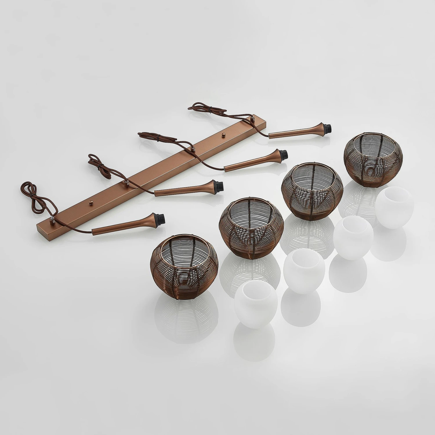 Lucande Tetira Hängelampe, 4-fl., Lang, Braun 10 Lucande Tetira Hängelampe, 4-fl., Lang, Braun – Bild 8