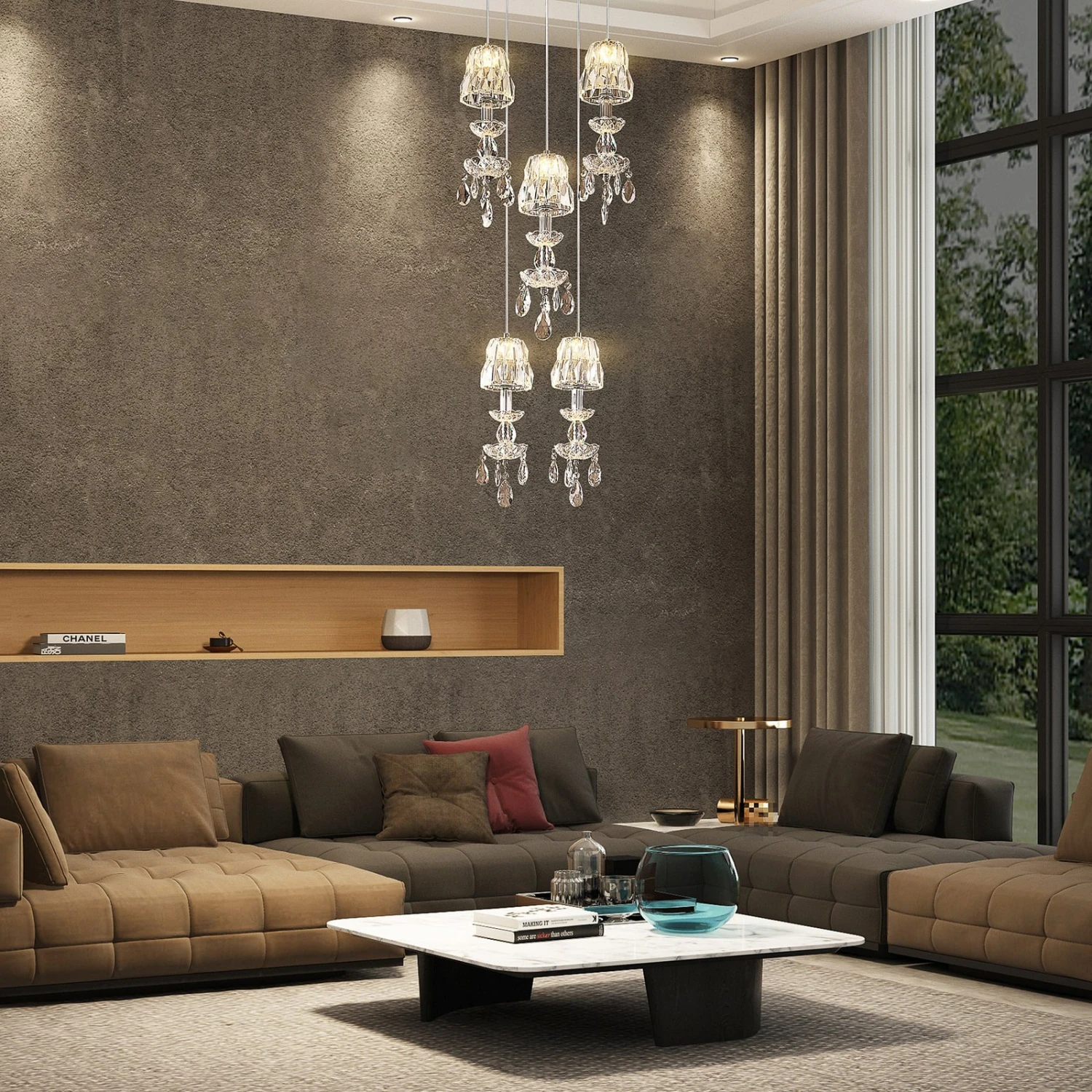 Lucande Yasanie LED-Pendelleuchte, 5-fl., Rund 4 Lucande Yasanie LED-Pendelleuchte, 5-fl., Rund – Bild 2