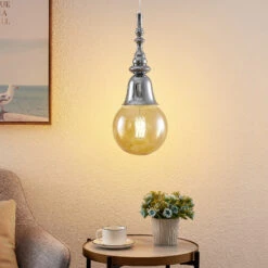 Lucande Gesja Pendellampe, Schirmlos, 1-fl., Chrom -Lucande 9920017 1