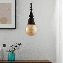 Lucande Gesja Pendellampe Schirmlos, 2-fl.,schwarz -Lucande 9920018 2