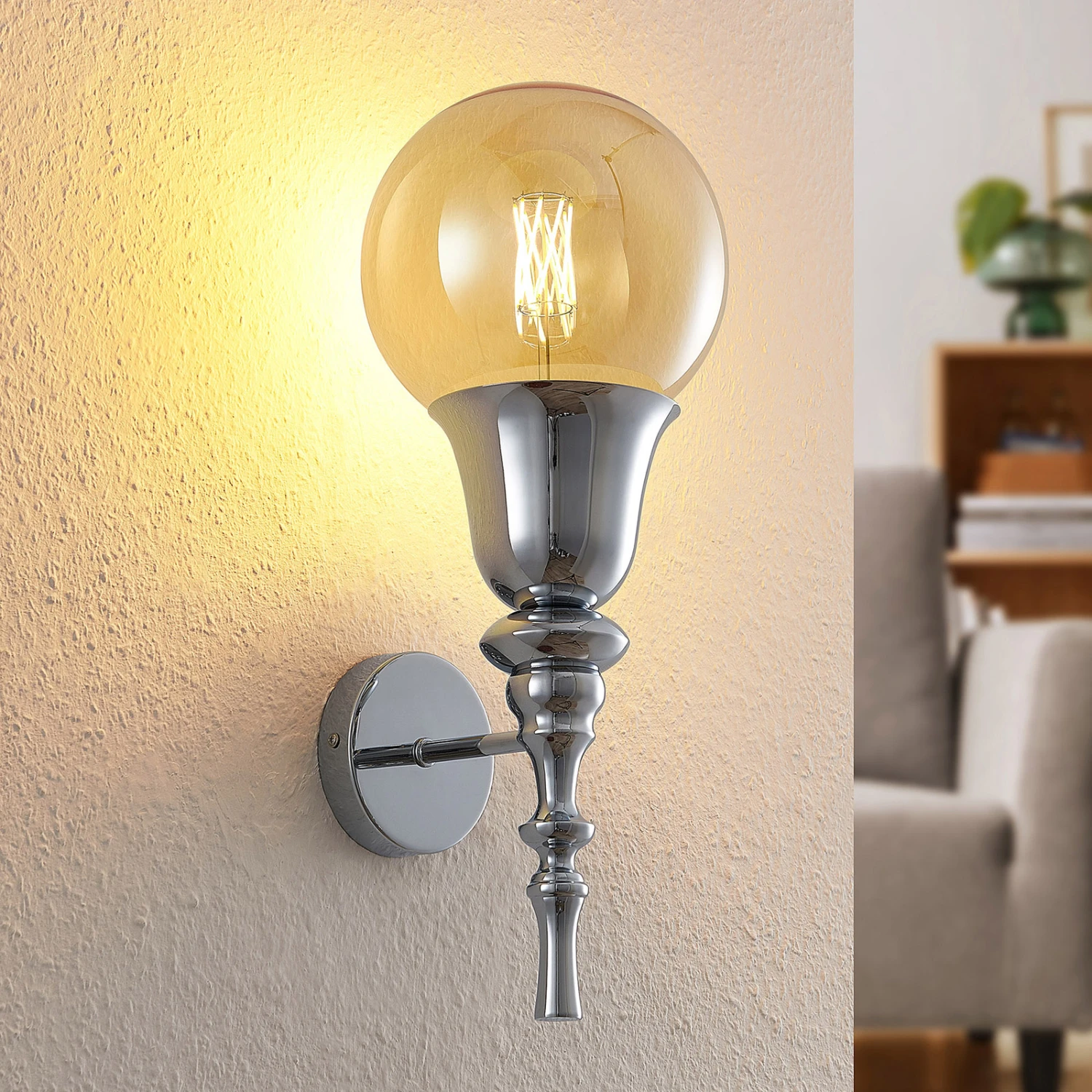 Lucande Gesja Wandlampe, Schirmlos, 1-fl., Chrom 3 Lucande Gesja Wandlampe, Schirmlos, 1-fl., Chrom