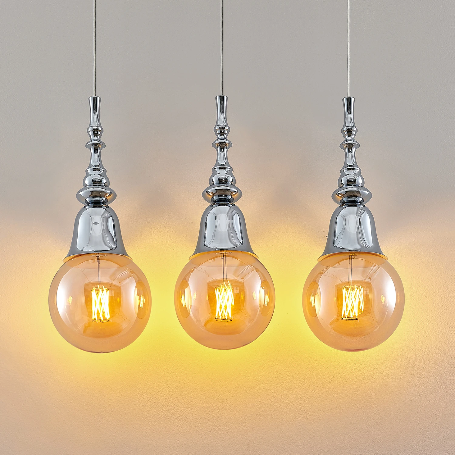 Lucande Gesja Pendellampe, 3-fl., Lang, Chrom 6 Lucande Gesja Pendellampe, 3-fl., Lang, Chrom – Bild 4