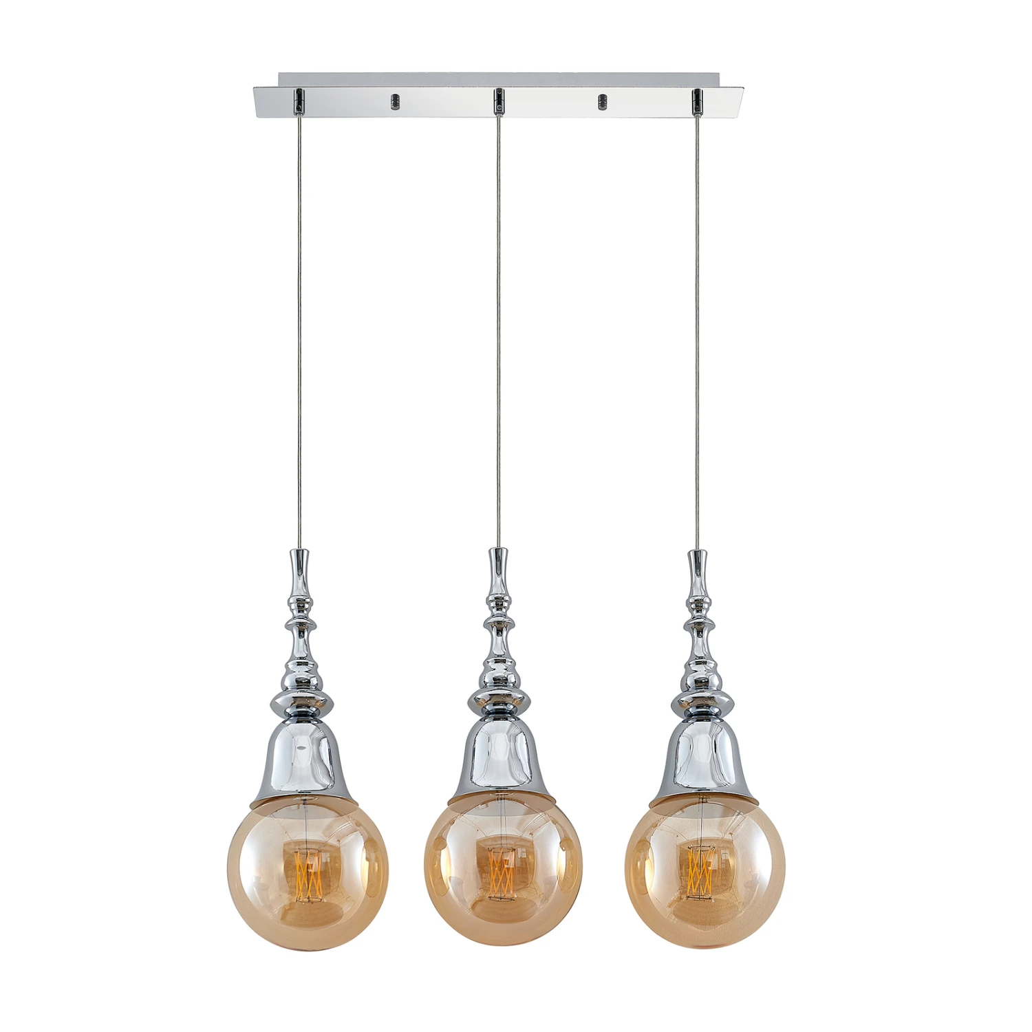 Lucande Gesja Pendellampe, 3-fl., Lang, Chrom 8 Lucande Gesja Pendellampe, 3-fl., Lang, Chrom – Bild 6