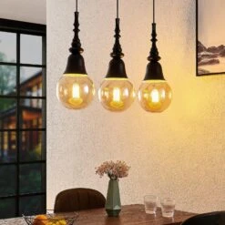 Lucande Gesja Pendellampe, 3-fl., Lang, Schwarz -Lucande 9920024 1