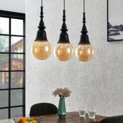 Lucande Gesja Pendellampe, 3-fl., Lang, Schwarz -Lucande 9920024 2