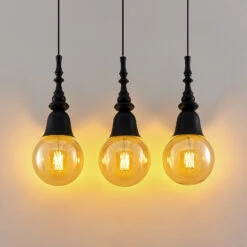 Lucande Gesja Pendellampe, 3-fl., Lang, Schwarz -Lucande 9920024 3