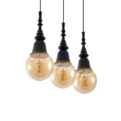 Lucande Gesja Pendellampe, 3-fl., Lang, Schwarz -Lucande 9920024 4