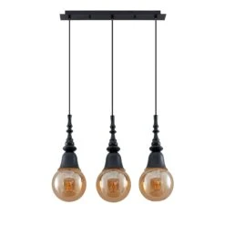 Lucande Gesja Pendellampe, 3-fl., Lang, Schwarz -Lucande 9920024 5