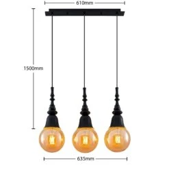 Lucande Gesja Pendellampe, 3-fl., Lang, Schwarz -Lucande 9920024 6