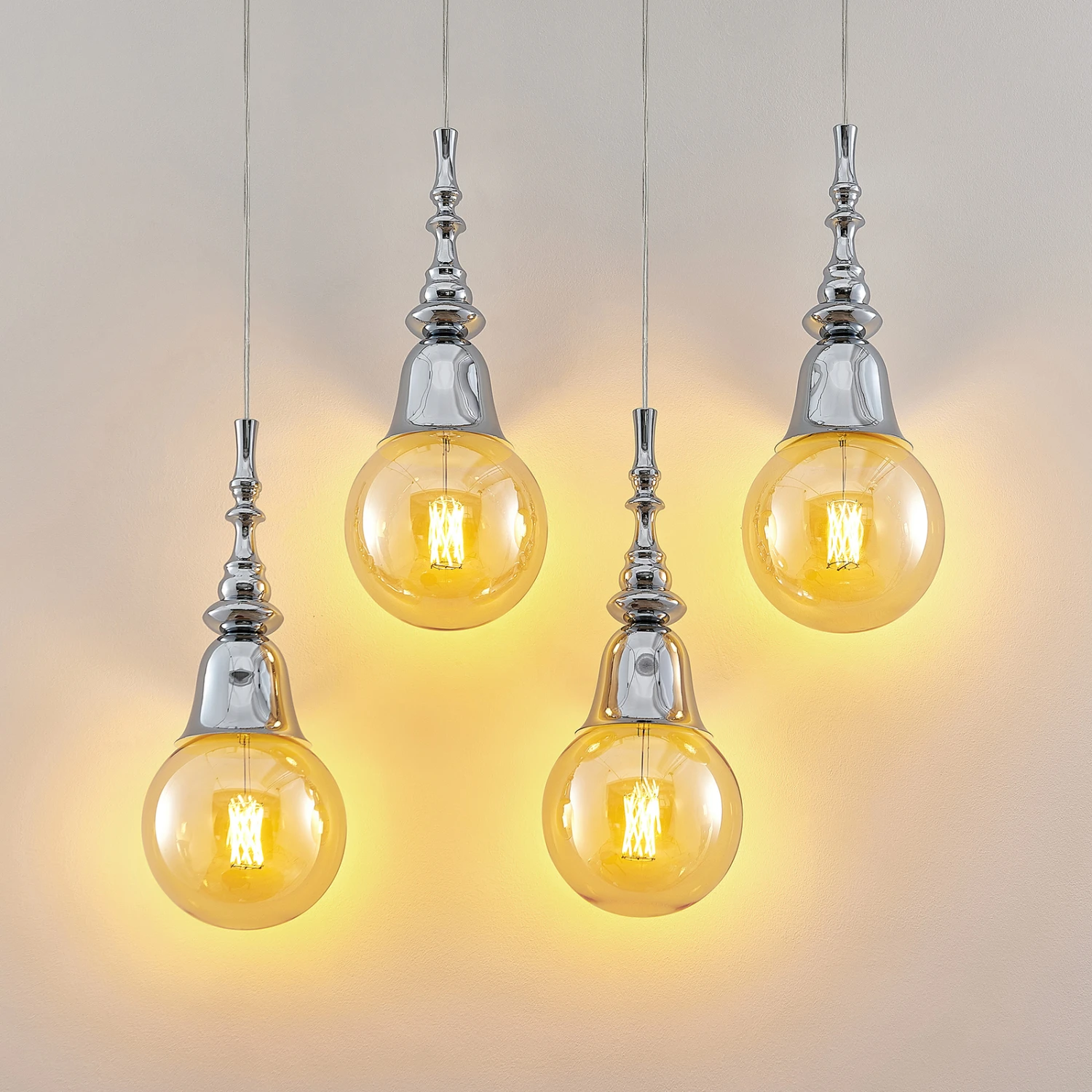 Lucande Gesja Pendellampe, 4-fl., Lang, Chrom 6 Lucande Gesja Pendellampe, 4-fl., Lang, Chrom – Bild 4