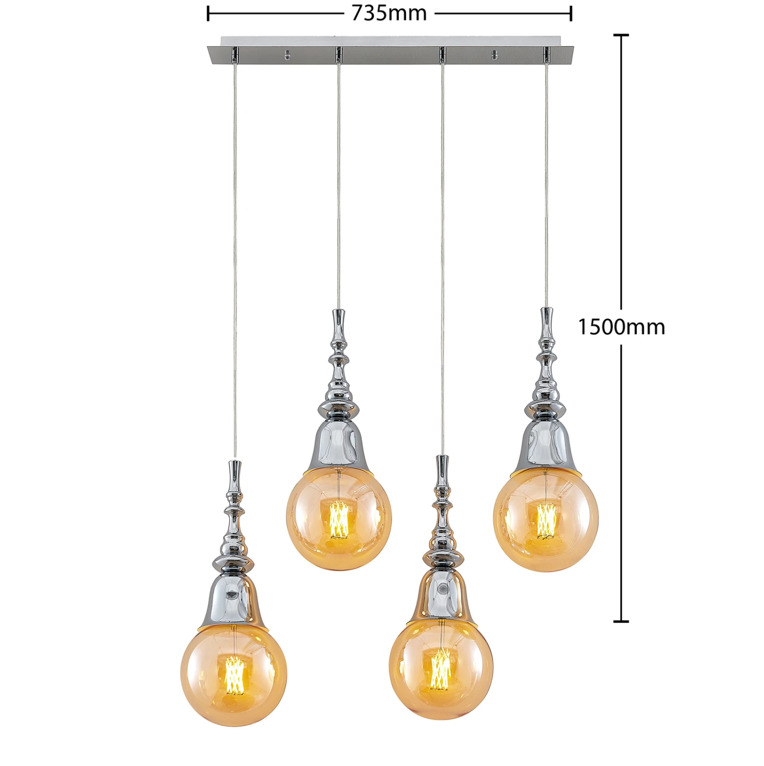 Lucande Gesja Pendellampe, 4-fl., Lang, Chrom 9 Lucande Gesja Pendellampe, 4-fl., Lang, Chrom – Bild 7