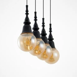 Lucande Gesja Pendellampe, 4-fl., Lang, Schwarz -Lucande 9920026 4